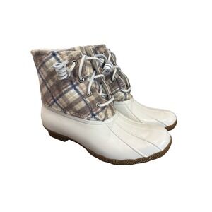 Sperry Top-Sider Plaid Duck Boots Lace Up Waterproof Women's Size 7 New in Box